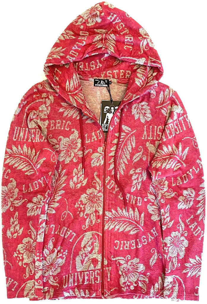 Hysteric Glamour Japan. NEW. NWT. Unisex Graphic Terrycloth Full Zip Hoodie Red