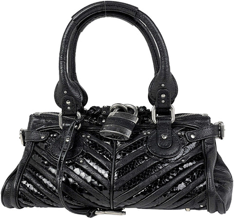 Yves Saint Laurent Paris. Black Leather "Y" Wild Stitch Hand Bag / Shoulder Bag