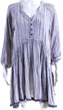 Zimmermann White/Pink/Blue Striped Henley Bias Hem Shift Dress