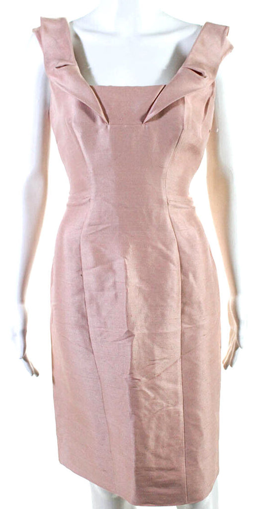 Valentino Italy. New. NWT. Pink Silk Square Neck Sleeveless Sheath Dress
