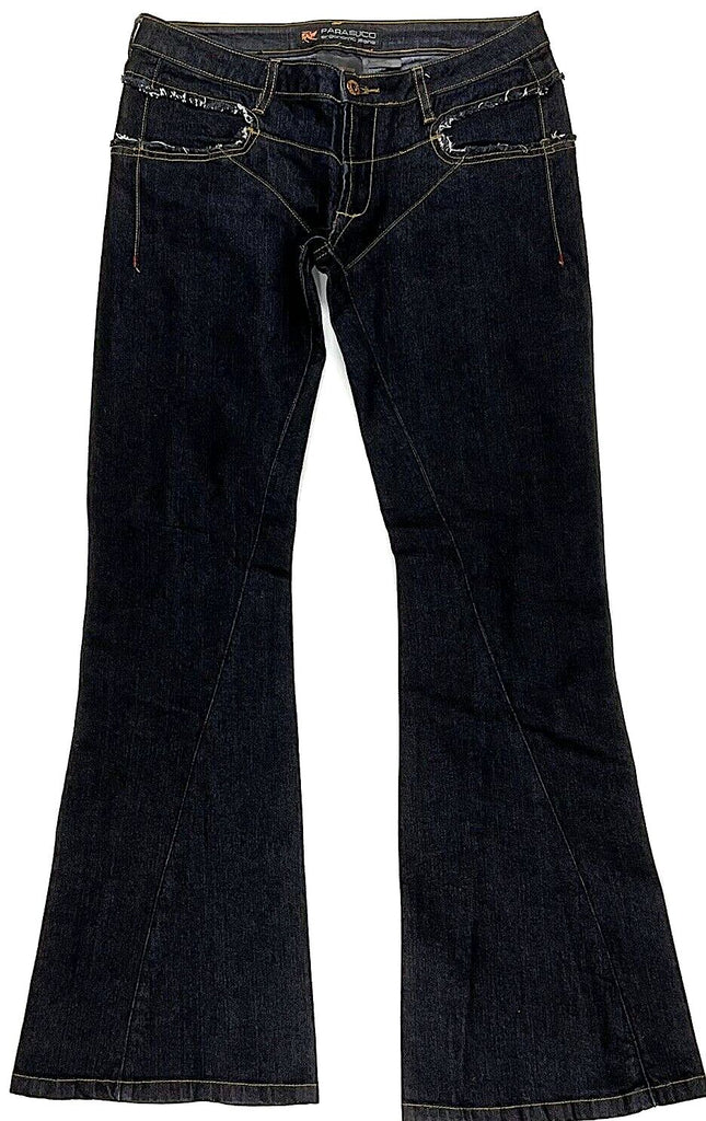 Parasuco Montreal.  Ergonomic Jeans Lycra/Denim Low Rise Flare Leg Thick Stitch